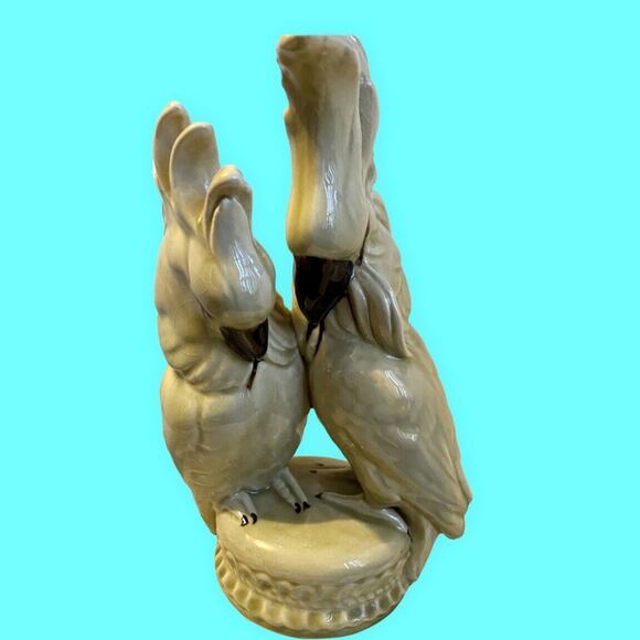 Vintage Cockatoo Lovebirds by Meiselman Imports Italy Light Green Glaze - Picture 6 of 14